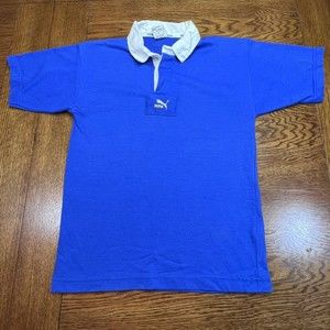 Vintage Puma Polo Shirt Blue Youth Medium